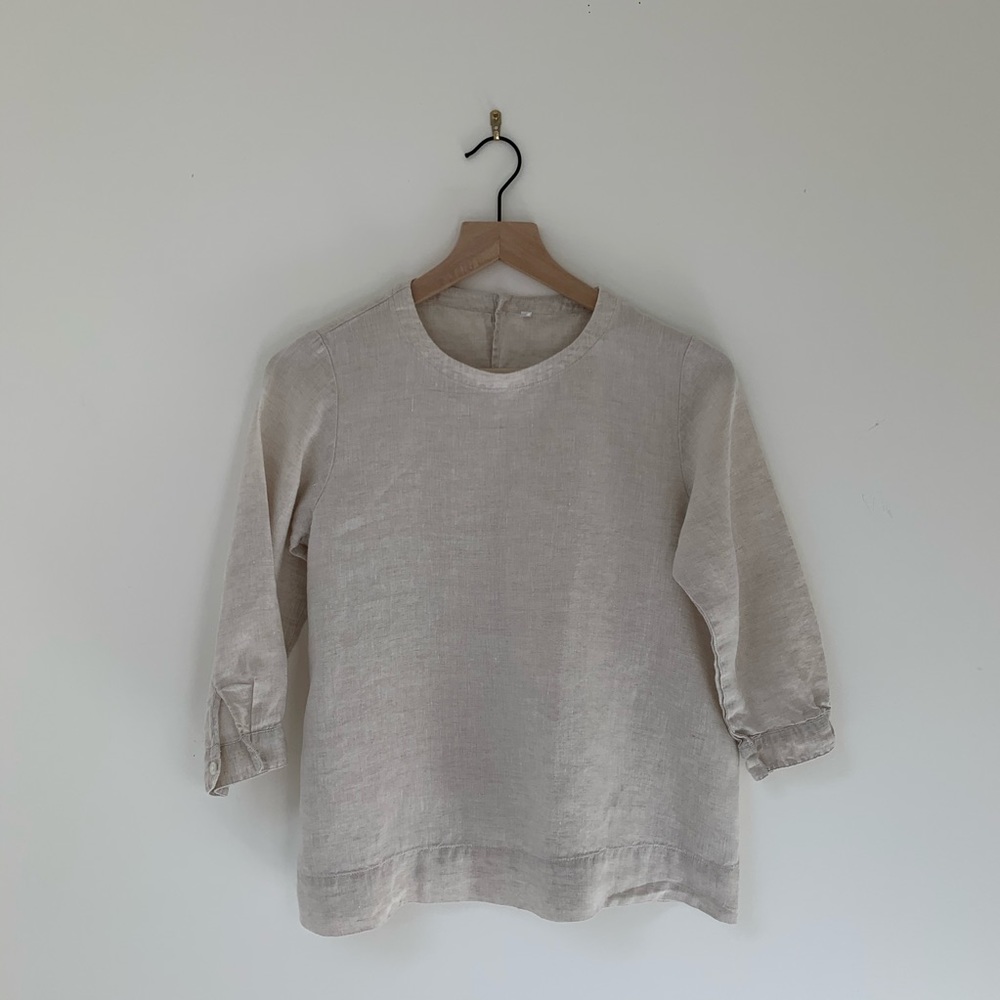 MUJI beige linen top